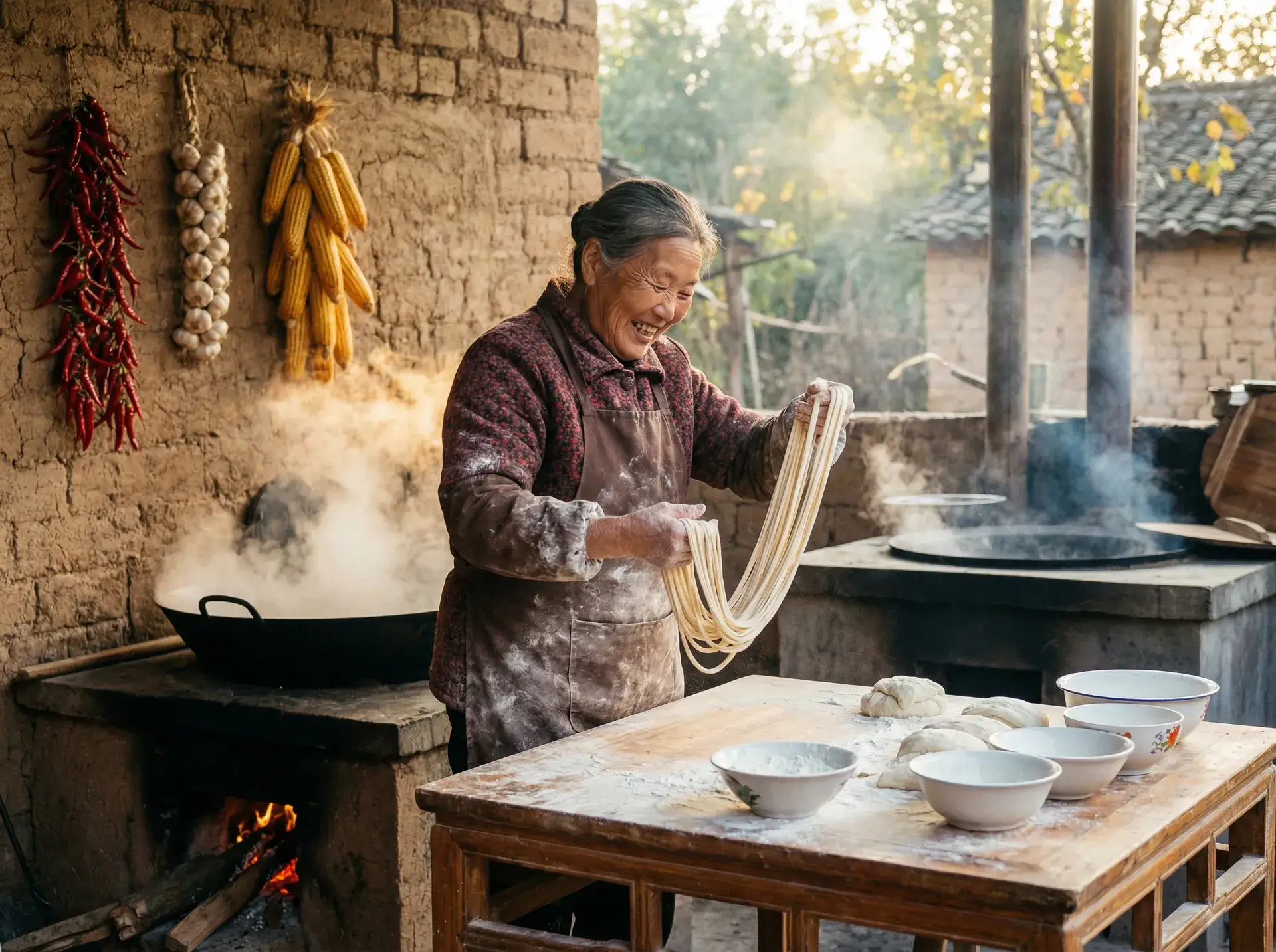 农家大嫂手擀面 - 俺去橹 乡村美食